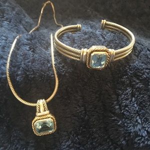 cuff bracelet & 💙 pendant necklace